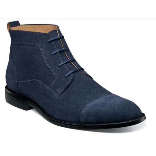 Stacy Adams "Wexford" Navy Genuine Suede Leather Cap Toe Chukka Boot 25310-709.